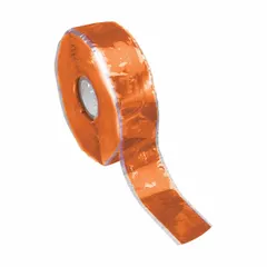 Self-fusing silicone rubber tape for high-temperature masking, sealing, and surface protection during plating, anodizing, and powder coating processes. Orange color, 12 yards length, 10 mil thickness. Leaves no residue upon removal.