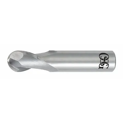 OSG Ball End Mill: Carbide, TiAlN Coated, 2 Flute, 1 mm Mill Dia, 2 mm LOC - General Purpose Carbide Ball End Mills