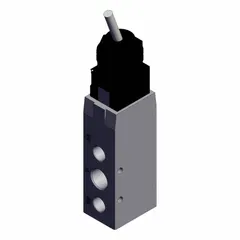 Manual air control valve with toggle actuator, 5 ports, and 1/4 in BSPT connections. Maximum operating pressure 0.9 MPa. Used in pneumatic systems for directing airflow in applications such as industrial automation and material handling.