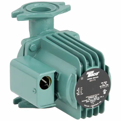 TACO Hydronic Circulating Pump: 1/8 hp HP, 115V AC, Cast Iron, 1, 31 gpm, 31 ft Max. Head - General-Purpose Inline Circulator Pumps