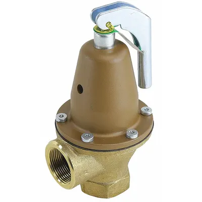 Watts Pressure Relief Valve: FNPTF x FNPTF, 1 1/4 in x 1 1/4 in - ASME Section XIII Hot Water Pressure Relief Valves