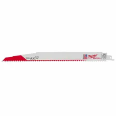 This 25-pack of reciprocating saw blades is designed for cutting nail-embedded wood, making it suitable for demolition and renovation tasks. Each blade has a 12-inch length and 0.06-inch thickness, with 5/8 teeth per inch for aggressive, straight cuts through lumber containing nails or other embedded fasteners.