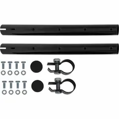 Universal bolt-on quarter fender made of polypropylene with a powder-coated finish. Measures 24 inches in width. Designed for mounting as a fender flare to help control mud, debris, and spray on vehicles and equipment.