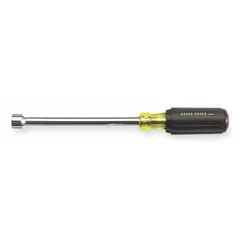SAE standard nut driver with a 6-inch hollow round shank for use over long threaded rods or studs. Non-magnetized tip. Suitable for driving hex nuts and screws in electrical, HVAC, and general maintenance applications.