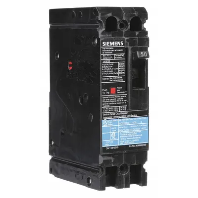 Siemens Molded Case Circuit Breaker: 50 A Amps, 10kA at 240V AC, Fixed, Load Side Lug - ED-Frame Siemens Molded Case Circuit Breakers