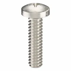 Pan head machine screws with #4-40 thread, 7/16 in length, made from 18-8 stainless steel with a plain finish. Phillips drive with #1 drive size. Supplied in a 50-piece pack. Suitable for general fastening applications in machinery, equipment assembly, and metalworking where a low-profile head is desired.