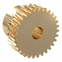 Metric worm wheel, module m 0.5, 20° pressure angle, right-hand helix, non-ground tooth finish. Made of aluminum bronze. Used in power transmission applications such as conveyors and indexing tables where a 15:1 reduction ratio is required