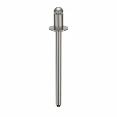 Inch-series domed-head blind rivet with 0.122" diameter and 1 23/81" length. Body length 3/16", overall length 1 9/32". Supplied in a 500-piece pack. Used for fastening materials where only one-sided access is available, common in sheet-metal assembly and general fabrication.