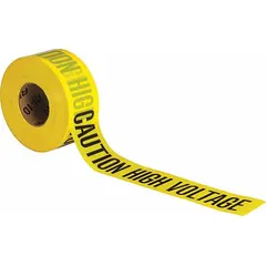 APPROVED VENDOR Caution High Voltage Barrier Tape, 3 in x 1000 ft, Polyethylene, Black on Yellow