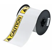 Pre-Cut Label Stock Roll: Caution, CAUTION Header, 4 in x 6 in, 4 in, Vinyl, White, Indoor/Outdoor (MPN B30-25-595-ANSICA)