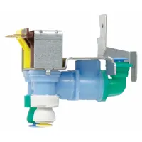 Genuine OEM dual water valve for refrigerators and freezers. Controls water flow to the ice maker and water dispenser. Used in residential and commercial refrigeration systems