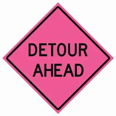 EASTERN METAL SIGNS AND SAFETY Roll Up Traffic Sign: 48 in x 48 in Nominal Sign Size, Vinyl, 0.015 in - Detour Signs