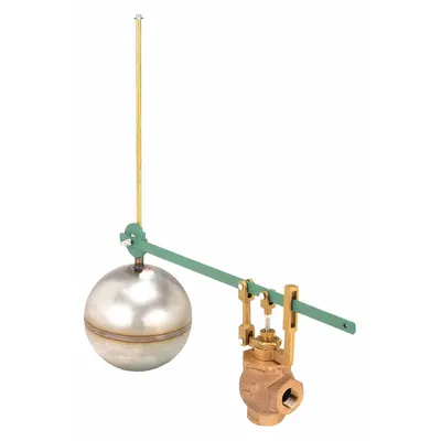 KECKLEY Float Valve Assembly: For Water Media, Angle Valve Body, Cylindrical, Horizontal Piping - General Service Float & Lever Valve Assemblies