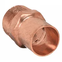 Wrot copper fitting adapter with FTG x MNPT ends for joining 1/4 in CTS copper tubing to 1/4 in male NPT threaded pipe. Used in plumbing and HVAC systems to transition between copper tube and threaded connections