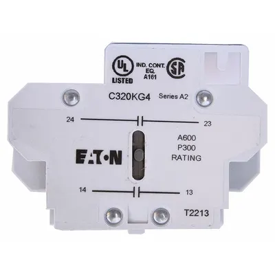 EATON Auxiliary Contact: 2NO, 10 A Max Current (AC), Side Mount - Eaton Auxiliary Contacts