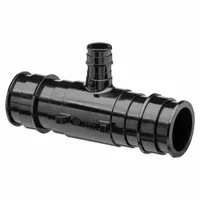This ZURN expansion polymer barbed tee fitting has a 1 1/4 in inside diameter and barbed x barbed x barbed connections. It is designed for use with PEX expansion systems to create branch connections in plumbing lines