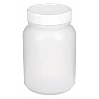 QORPAK Sampling Bottle: HDPE, 250 mL, 8.5 fl oz, Closure Included, Natural, 53-400 - HDPE Wide Mouth Round Lab Bottles