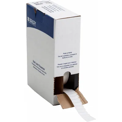 BRADY BM-16-423 Precut Label Roll, 1 in x 3/8 in, Polyester, White Gloss - Brady Precut Label Rolls