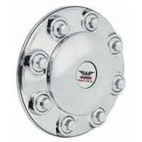 This hub cover is designed for 19.5-inch wheel diameters on trucks, featuring an 8-lug configuration. Constructed from ABS with a chrome finish, it provides corrosion resistance and a polished appearance. Suitable for fleet and vehicle maintenance applications