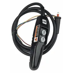 Pendant control station for CM Valustar electric chain hoists. Provides Up/Down functions for raising and lowering loads. Includes a 6.5 ft pendant cord. Compatible with hoist part number 2765.