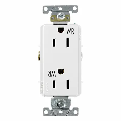 LEVITON Decora Plus Duplex Receptacle Outlet: Duplex, 5-15, White, 125V AC, 15 A - General Purpose Receptacles
