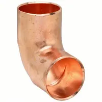 Wrot copper sweat fitting elbow with 2-1/2 in CTS cup x female threaded (FTG) connections. Used to join copper tubing in plumbing and HVAC systems, suitable for water supply lines and hydronic heating