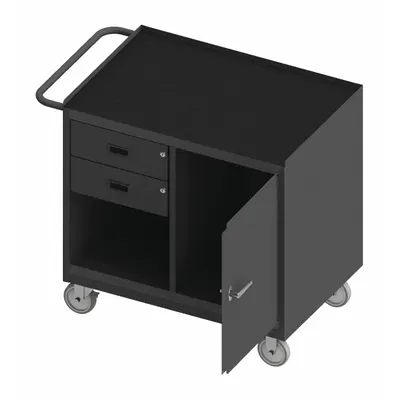 DURHAM MFG Mobile Cabinet Bench with Open Storage & Drawers - Mobile Cabinet Benches with Open Storage & Drawers