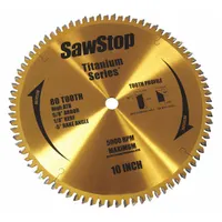 This 10-inch diameter combo blade features 80 teeth with a 0.13-inch kerf and 5/8-inch arbor. Designed for table saws, it produces smooth cuts in wood for joinery, cabinetry, and finish work