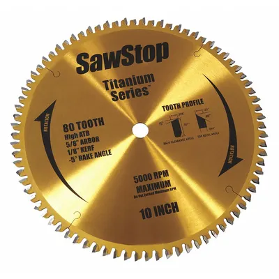 SAWSTOP BTS-P-80HATB 10-Inch 80-Tooth Combo Circular Saw Blade, 5/8-Inch Arbor - Wood-Cutting Blades