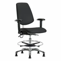 Vinyl ESD Task Chair with Arms, Aluminum Base, 18-1/2" Seat Width, 17" Seat Depth, 21-1/2" to 29" Height Range