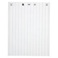 White polyester wraparound label measuring 7/16 in x 1/2 in, designed for wire gauges 20 AWG to 16 AWG. Suitable for permanent identification of wires in industrial panel building, electrical maintenance, and cable marking applications. Supplied on precut sheets for convenient application