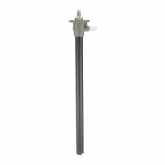 This steel drum pump tube assembly is used for transferring fluids from drums or barrels. It features a 2 1/8-inch inlet size, a 34-inch maximum suction tube length, and an NPTF discharge connection. Suitable for industrial fluid handling applications.
