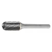 Double-cut ball-nosed cylinder bur with 3/8" x 3/4" head and 1/4" shank. Designed for material removal, deburring, and shaping in metalworking applications