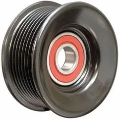 Steel ribbed serpentine idler pulley for light-duty engine accessory drives. Guides and tensions the serpentine belt in automotive and industrial applications. Compatible with 8PK belt trade size.