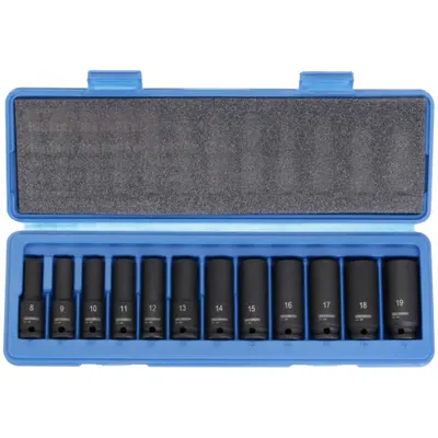 WESTWARD Impact Socket Set: 3/8 in Drive Size, Small Set (0-50 pieces) Set Size - Metric Impact Socket Sets