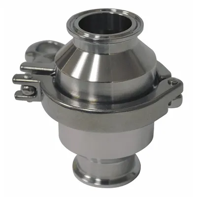 VNE Spring Check Valve: Poppet, Inline Valve Body, 1 in Pipe Size, Clamp x Clamp - 3-A Certified Stainless Steel Poppet Check Valves