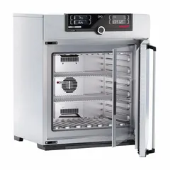 Refrigerated incubator with forced air circulation for uniform temperature distribution. Capacity 3.81 cu ft, digital controller, stability +/-0.1°C. Dimensions 28 3/8 in x 29 3/8 in x 34 in. Suitable for incubation and temperature-sensitive storage in laboratory and research applications.
