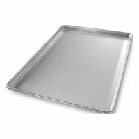 This full-size sheet pan is made of uncoated aluminum with a perforated surface and closed bead closure. NSF certified, it is suited for commercial baking and food preparation tasks that require drainage or airflow, such as roasting, baking pastries, or cooling fried foods
