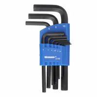 WESTWARD Hex Key Set: 6 - 10 Pieces, L, Metric, Std End, Short, 9 Pieces, Organizer, Black Oxide