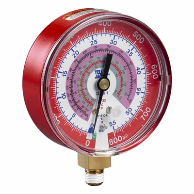 YELLOW JACKET High Side Gauge: High Side Gauge, Non-Liquid Filled, 3 1/8 in Dia - Analog High Side Pressure Gauges