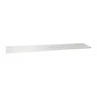 This 4 ft saddle threshold is made of aluminum alloy with a fluted transition surface. It is designed to bridge gaps under doors and provide a smooth transition between flooring surfaces in commercial or industrial doorways