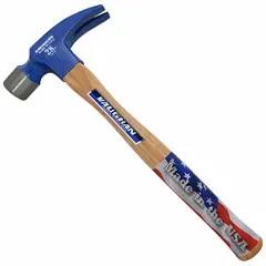 This 28 oz steel curved-claw hammer features a wood handle with a plain grip and a smooth face. The 18-inch overall length provides leverage for driving nails and prying materials in framing, demolition, and utility work.