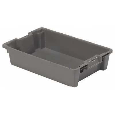 ORBIS Stacking and Nesting Tote: 6 gal, 23 5/8 in x 15 3/4 in x 5 1/4 in, Gray - Standard Stacking & Nesting Totes