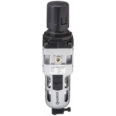 GROZ Filter-Regulator: Intermediate Duty Series, 1/4 in NPT, 63 cfm, 40 micron - GROZ FRL Air Filter/Regulators