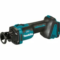 The MAKITA XOC02Z is a cordless cut-out tool (tool only) with a brushless motor and LXT® platform, delivering a max speed of 32,000 RPM. It accepts 1/4 in and 1/8 in collets and features an adjustable depth guide. Suitable for precision cutting in drywall, plywood, and similar materials for outlets, switches, and fixtures