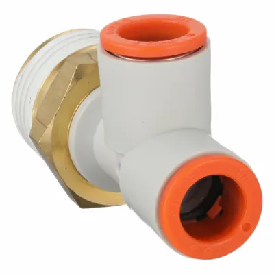 SMC Polybutylene & Brass Tube Fitting, 1/2 in Pipe Size, White, KQ2Y11-04AS - Polybutylene & Brass Tube Fittings