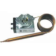 Electric thermostat for temperature regulation in HVAC and refrigeration systems. Suitable for ovens, furnaces, and process equipment requiring precise electric switching.