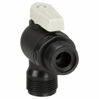 Parker Manual Two-Way Ball Valve: 3/8 in, Polypropylene, Angle, Sweat x Sweat - NSF 51 Compliant Polypropylene Ball Valves