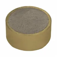 This shielded, encased neodymium disc magnet has a brass-colored housing, 1/2 in outside diameter, 0.25 in thickness, and a maximum pull force of 3.13 lbf. Suitable for holding, positioning, and retrieval tasks in industrial environments such as light-duty fixturing, sensor mounting, and magnetic catch applications