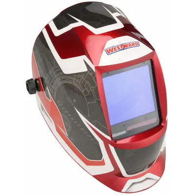 WESTWARD Welding Helmet: Auto-Darkening, 4 Arc Sensors, Graphics, Black/Red/White - Auto-Darkening Welding Helmets - Graphic